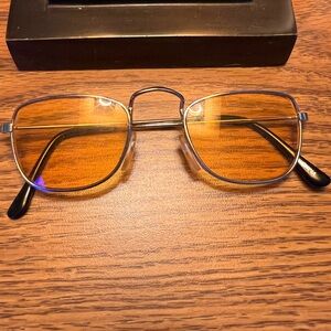 Vintage Y2K 90’s Bronze Metal round yellow mini glasses